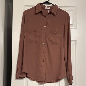 Women's Brown Button-Up Blouse